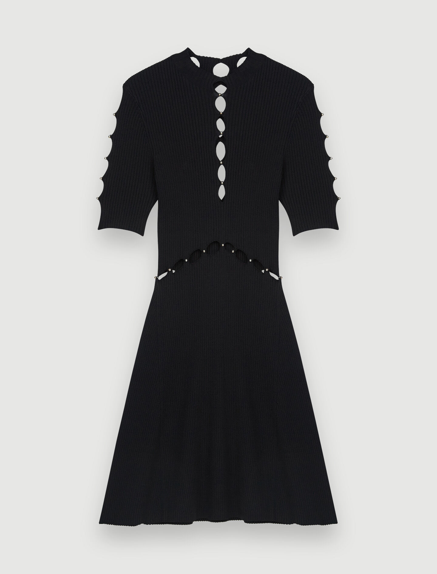 Rochie evazată tricotată - Negru