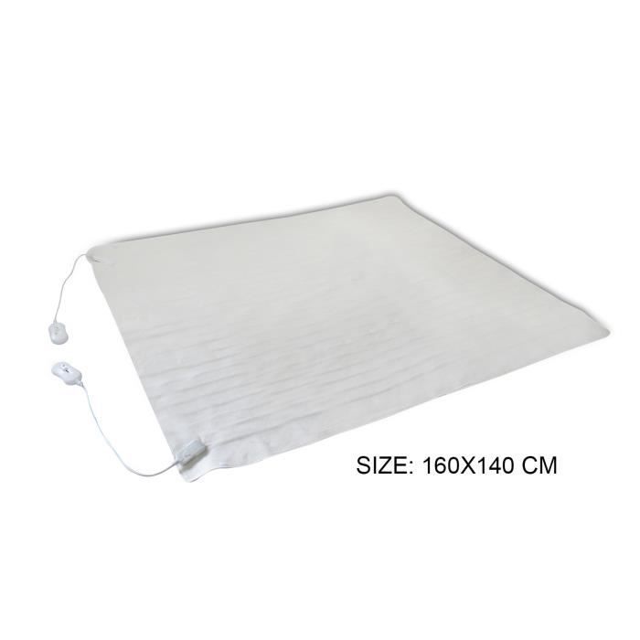 Cubrecolchón calefactable - TODECO - Doble 160x140 cm - 2x60W - Mando a distancia - Blanco