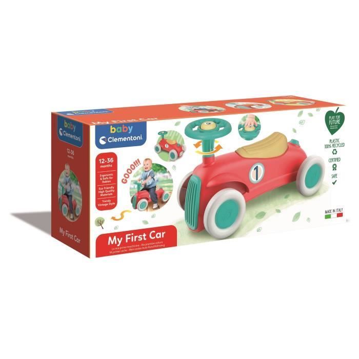 Cochecito de juguete Clementoni para bebés - Mi primer coche - 100% reciclado - Volante y claxon
