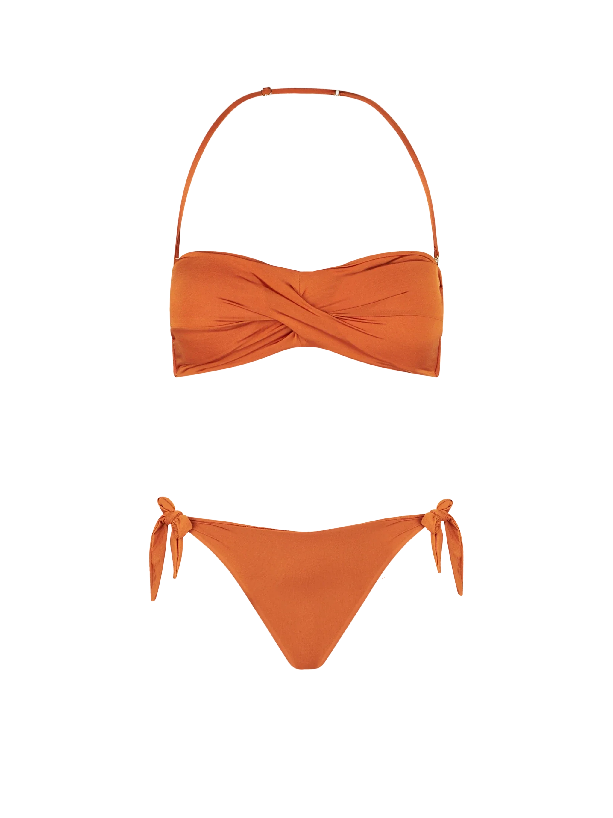 Glanzend oranje crossbody bikini