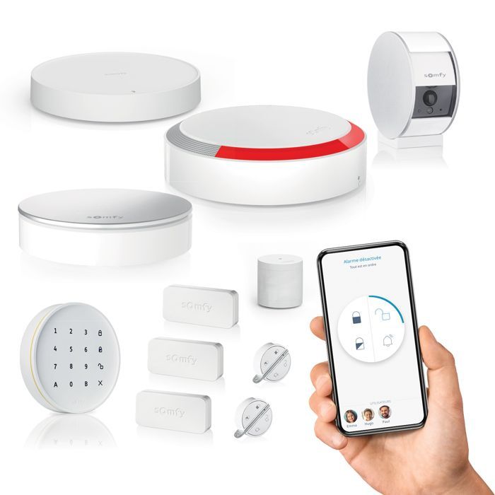 Somfy 1875350 - Alarma doméstica esencial - Paquete de vídeo - Alarma doméstica inalámbrica con conexión Wi-Fi - Cámara de vigilancia interior