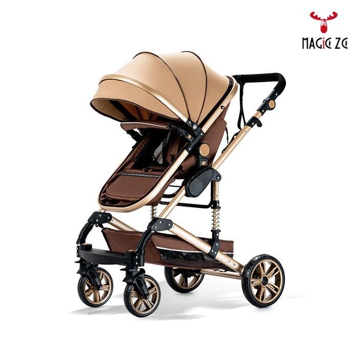 Carrinho de Bebê Duo MagicZC, Combinado, Cinto de Segurança de 5 Pontos, Dobrável, com Moisés, Bebê Conforto, para Recém-Nascidos, Bege