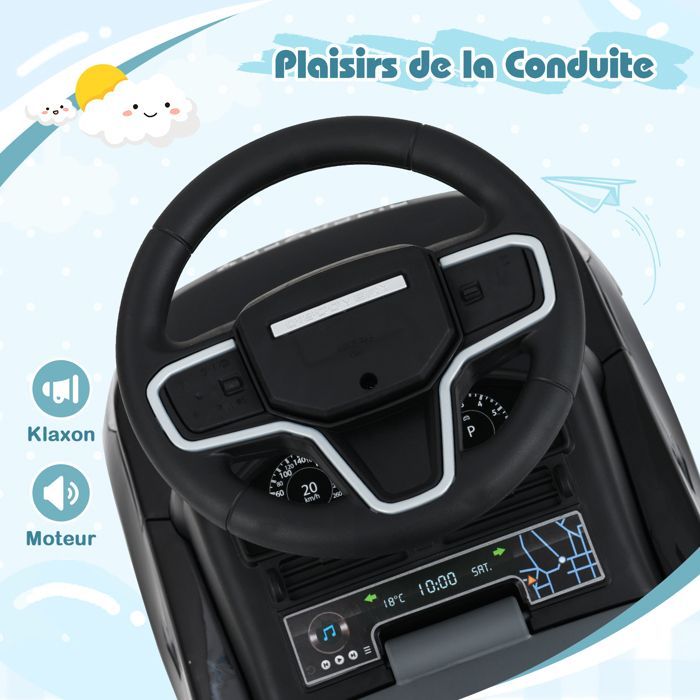 COSTWAY Land Rover Ride-On Toy for Children with Steering Wheel, Horn, Engine Sound, Under-Seat Storage, for 12-36 Months, 25 kg, Black
