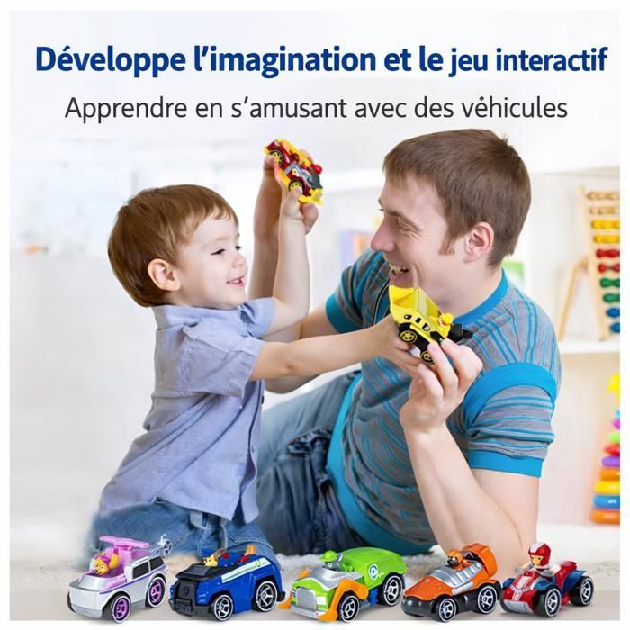 Set di 6 macchinine in metallo di Paw Patrol ispirate al cartone animato - Giocattolo per bambini.