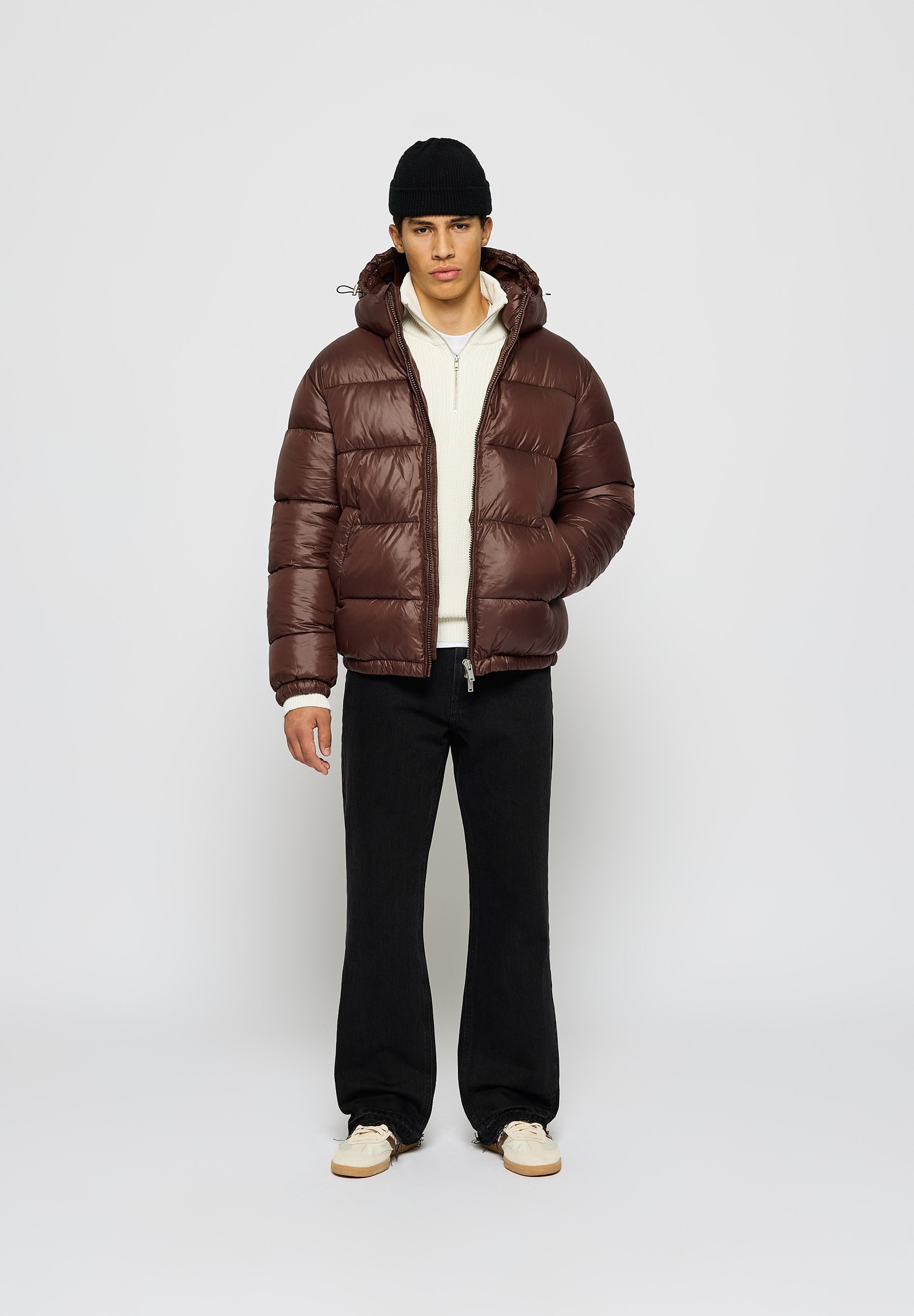 Burocs GLOSSY PUFFER JACKET - Winterjas - chocoladebruin