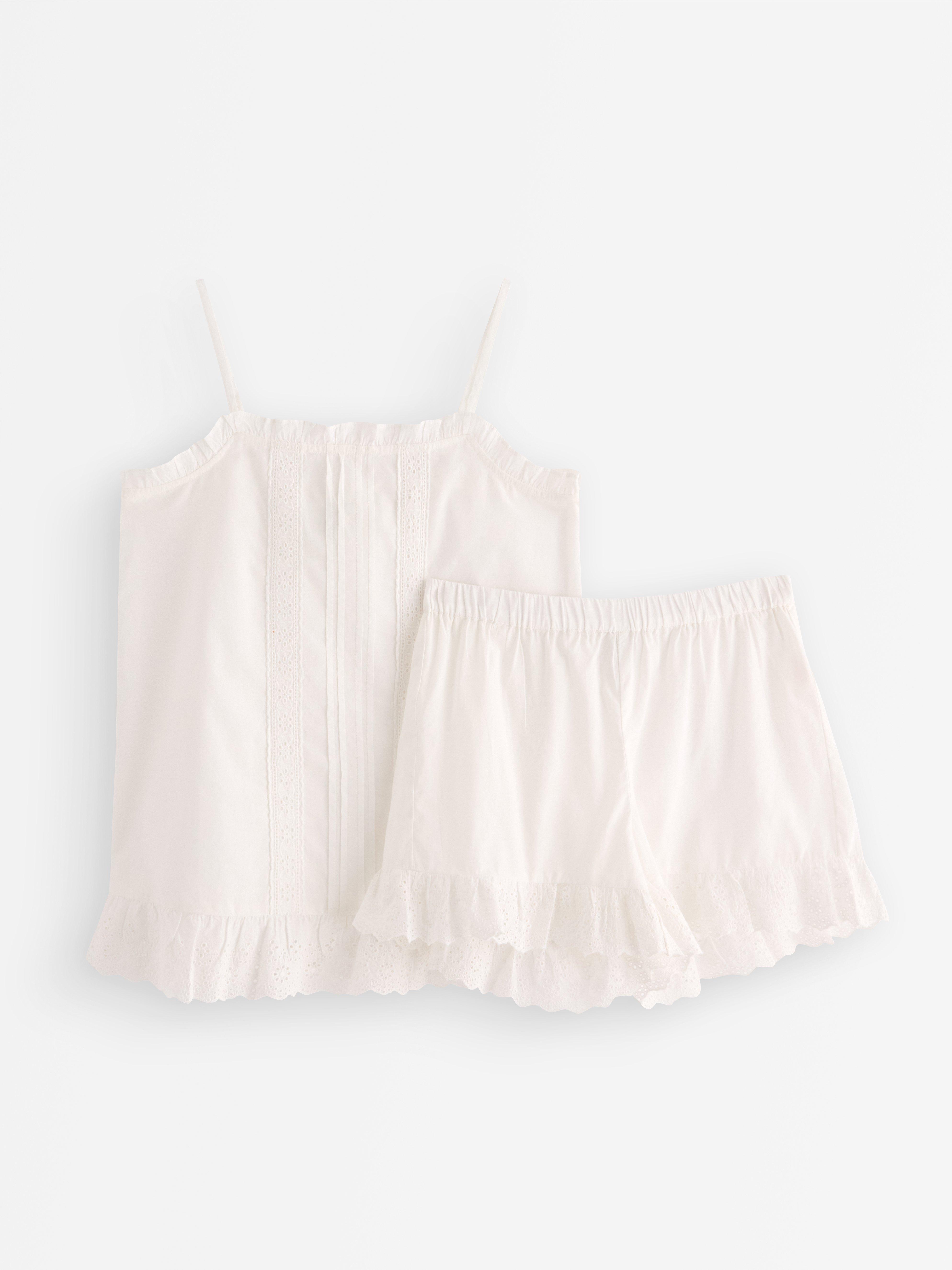 Pijamale Off-White de mărime medie cu broderie tip inele