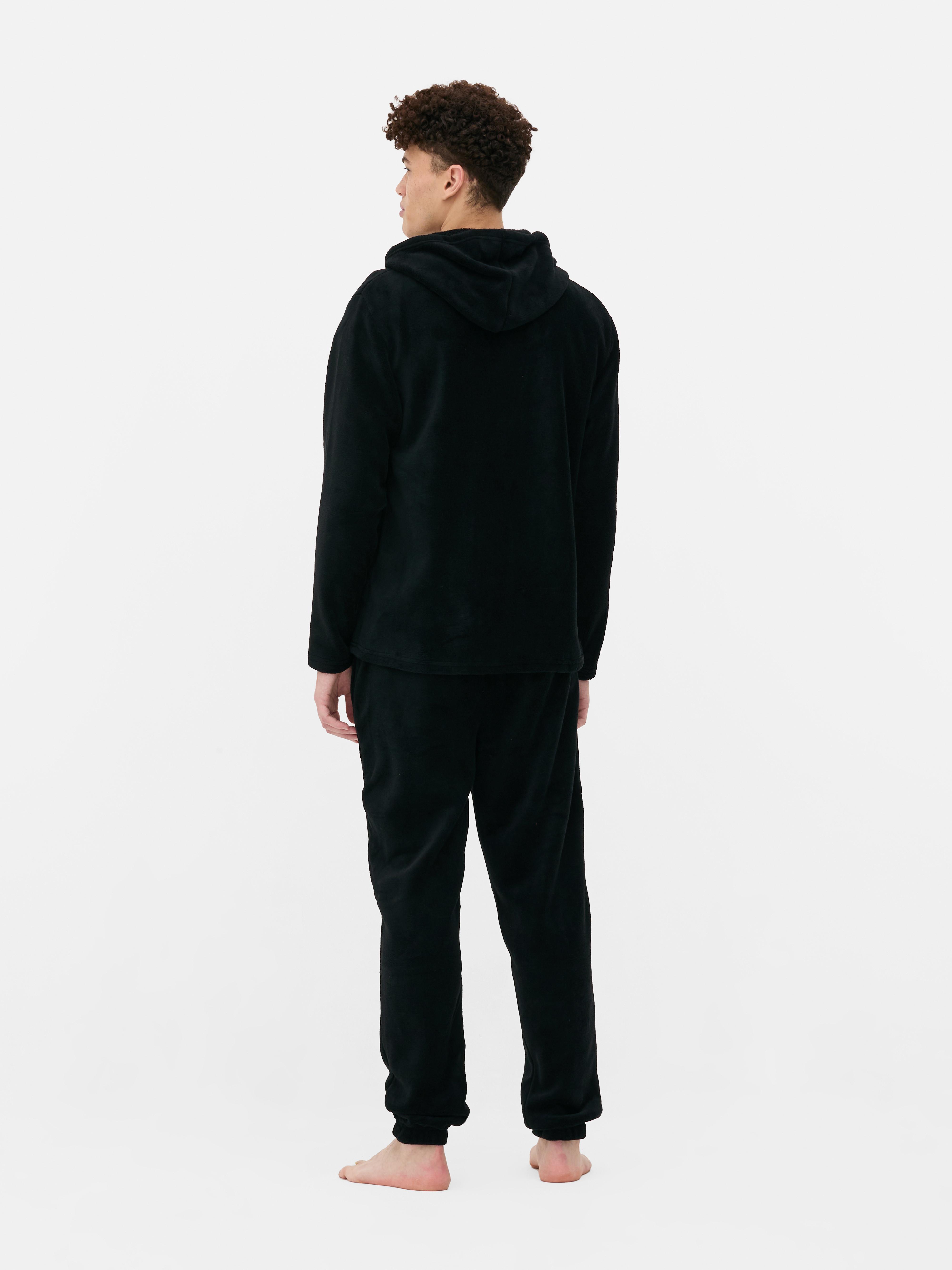 Pijamale din fleece cu glugă Pijamale calde din fleece cu glugă și manșete la gleznă
