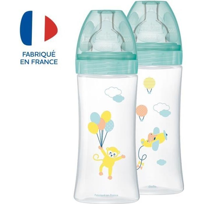 Dodie Biberon Sensation+ Anti-Coliques; débit 3; +6mois Ballons Lot de 2 x 330ml