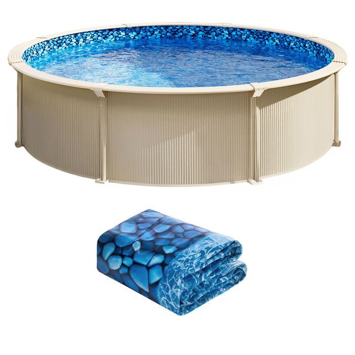 DUOKU Pool Liner - Round Model - 8 Feet - Overlapping Vinyl - Height 48-54 Inches