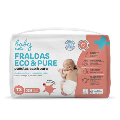 Baby Wells Fraldas Eco & Pure T2      38 un 38 un