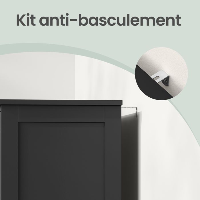 Bathroom Storage Cabinet, Space Saving, Chest of Drawers, with 4 Drawers, Cabinet with Door, Adjustable Shelf, 30 x 55 x 82 cm, Black
