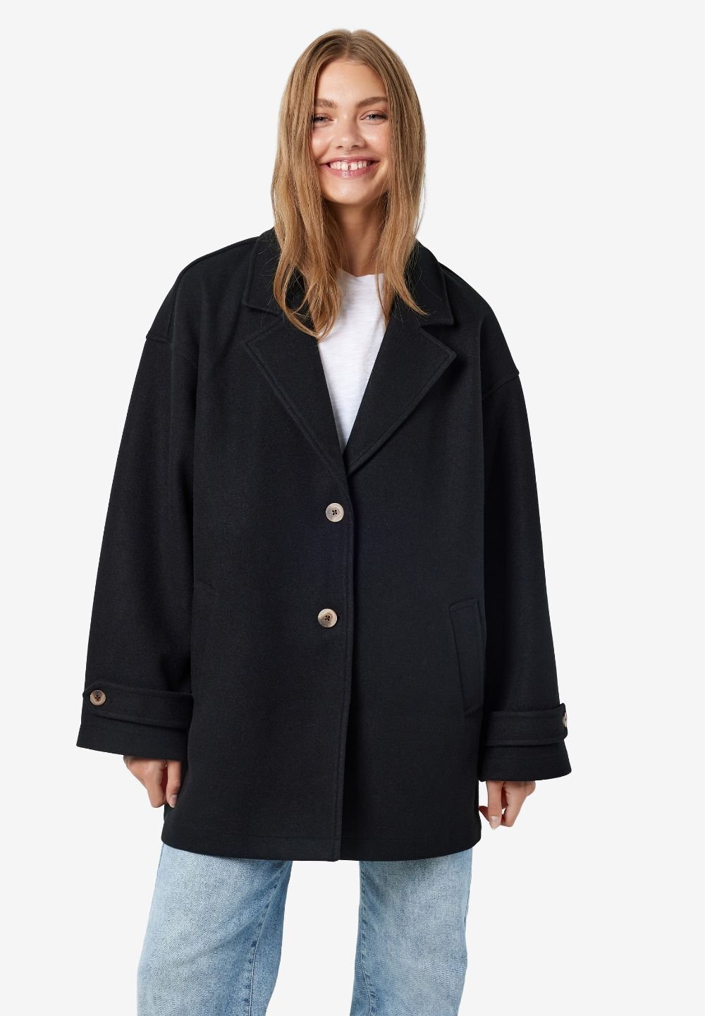 Noisy May NMALICIA OVERSIZE - Klassischer Mantel - Schwarz