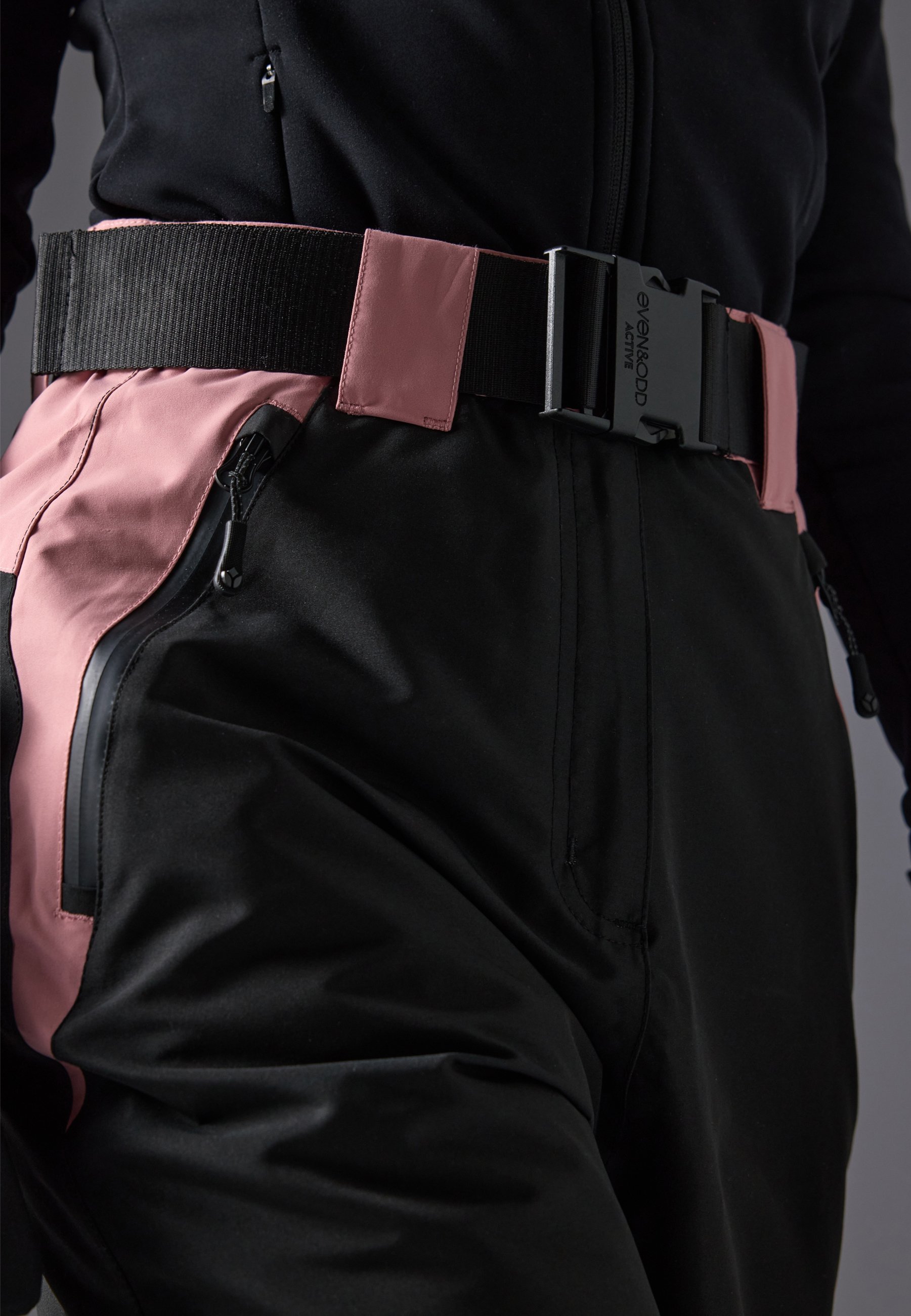 Pantaloni da sci Even&Odd active con cintura regolabile - Pantaloni da sci - nero/rosa chiaro