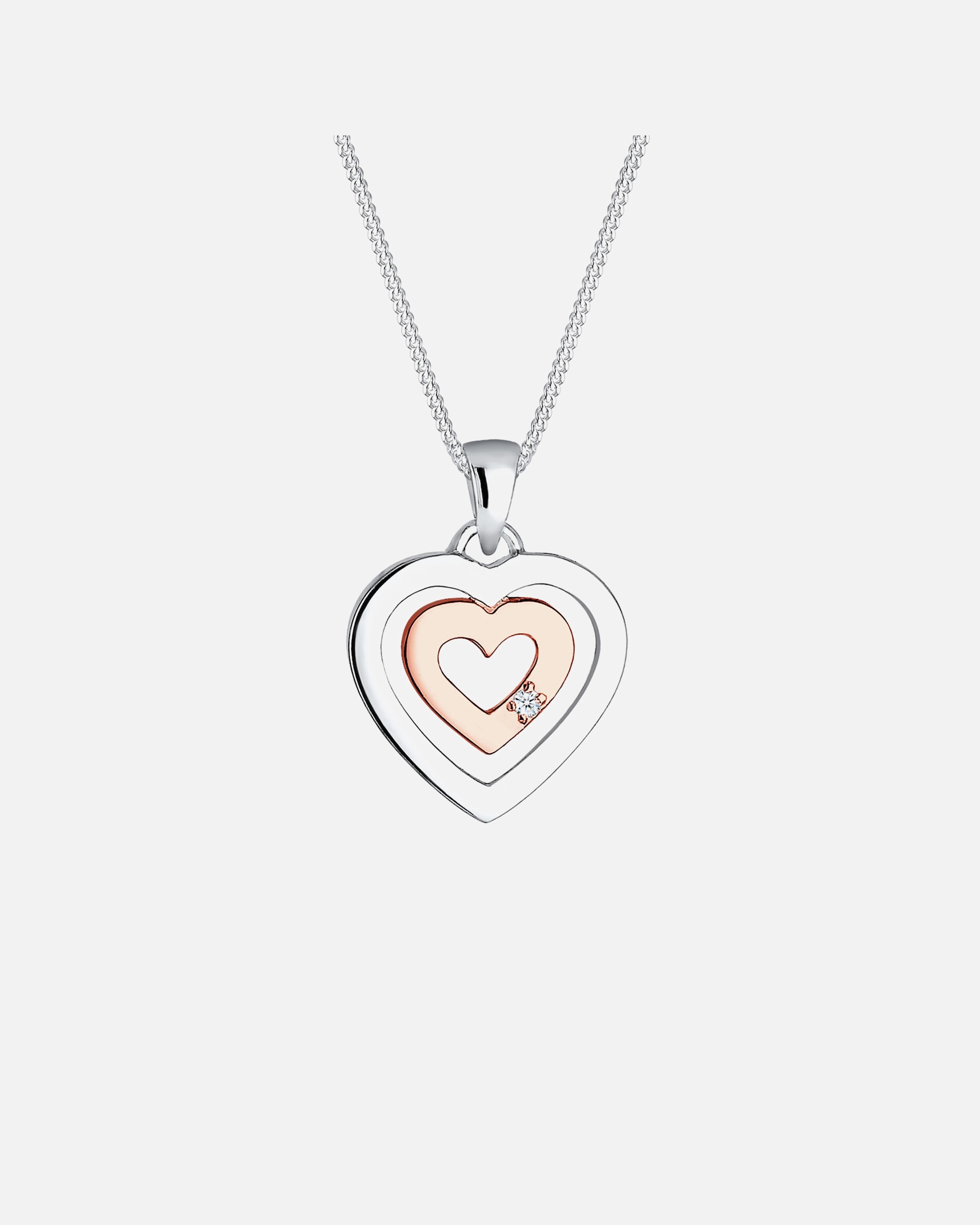 Elli DIAMONDS Femme Pendentif Coeur Bicolore avec Diamant (0,02 ct.) en Argent Sterling 925
