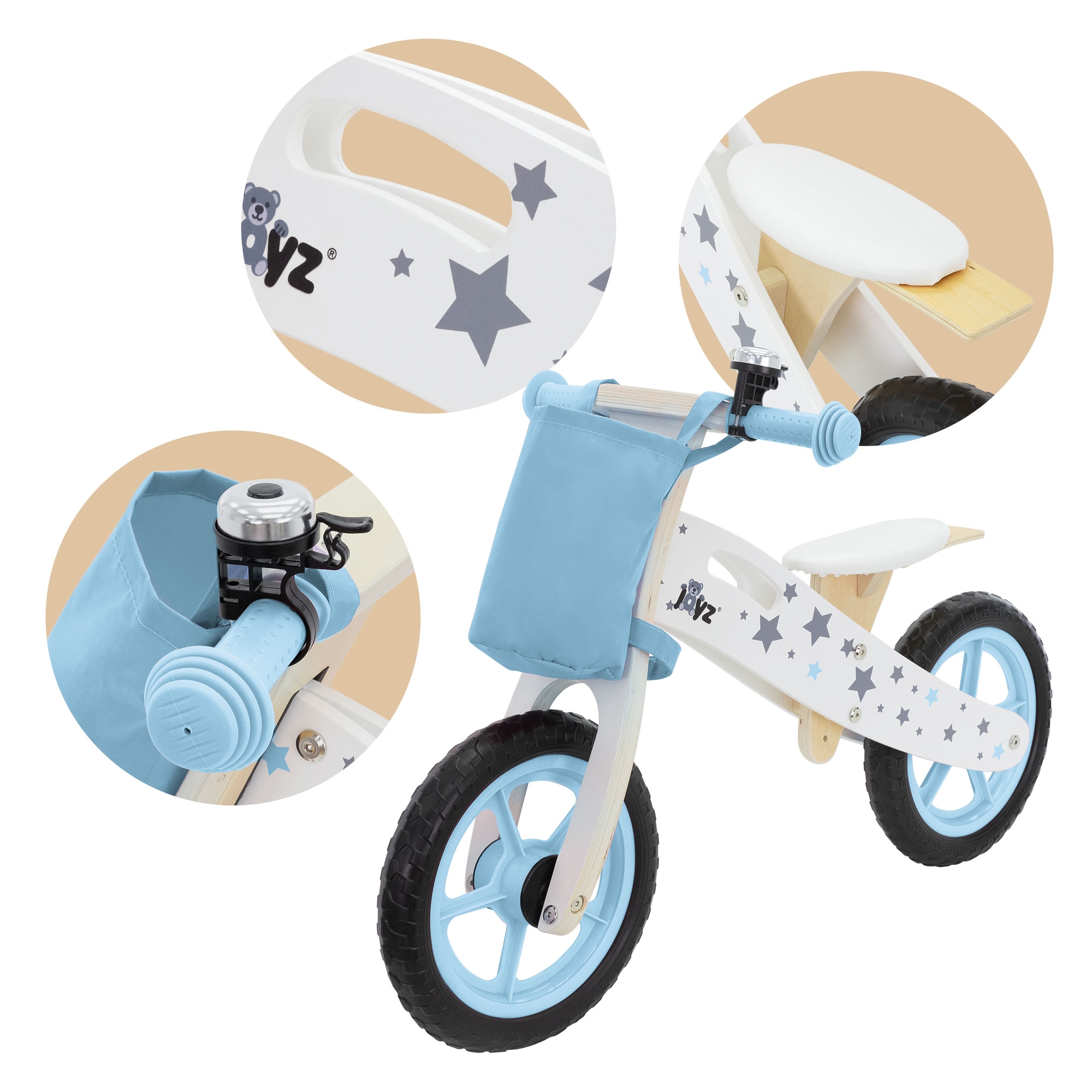  Drevený bicykel Joyz pre deti od 2 rokov s nastaviteľným sedadlom