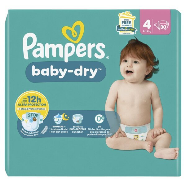 Plenice Pampers Baby-Dry velikost 4 (9–14 kg), 30 kosov