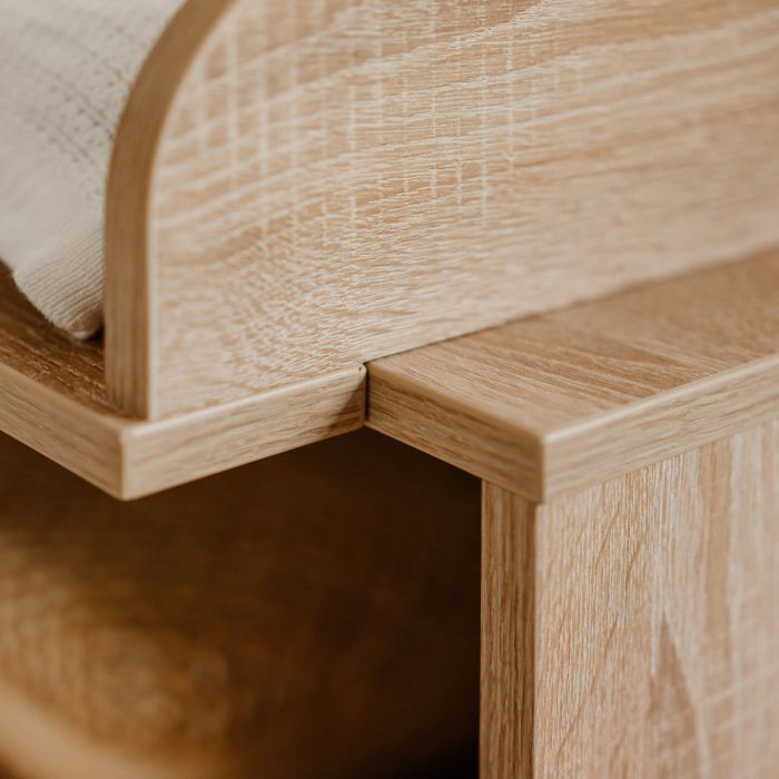 Verschoontafel met 2 lades in naturel hout met rieten look - CO7085 - Naturel hout - Terre de Nuit