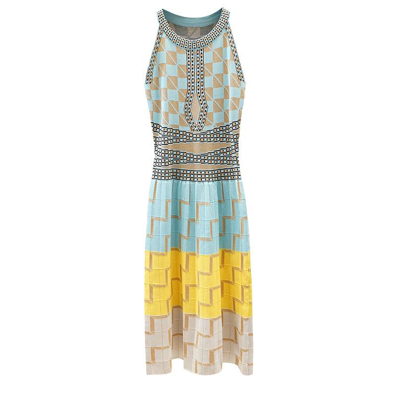 Robe d'été élégante à rayures ondulées et découpes, collection 2020, robe pull à manches courtes, Vestidos Robes