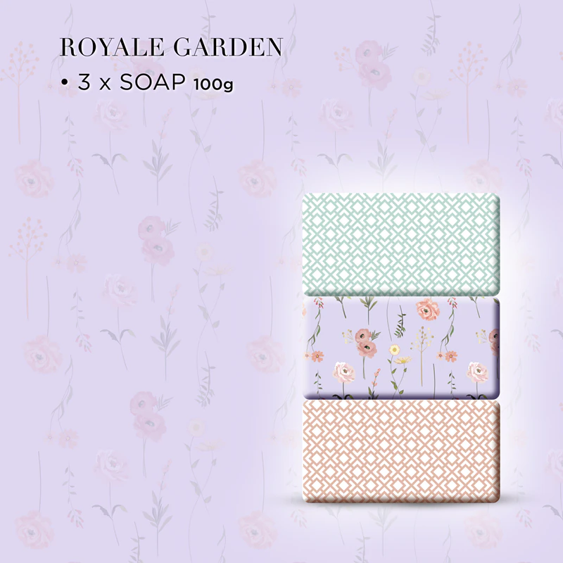 Darčeková edícia tuhého mydla Baylis & Harding Royale Garden s levanduľovým a šípkovým čajom
