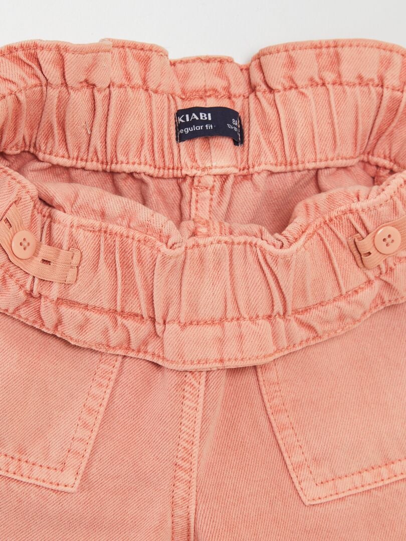 Jeans met elastische tailleband en mom fit model - ROZE