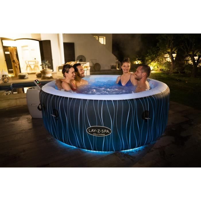 Spa hinchable BESTWAY - Lay-Z-Spa Hollywood - 196 x 66 cm - De 4 a 6 plazas - Redondo (Cubierta, cartucho, difusor, LED...)