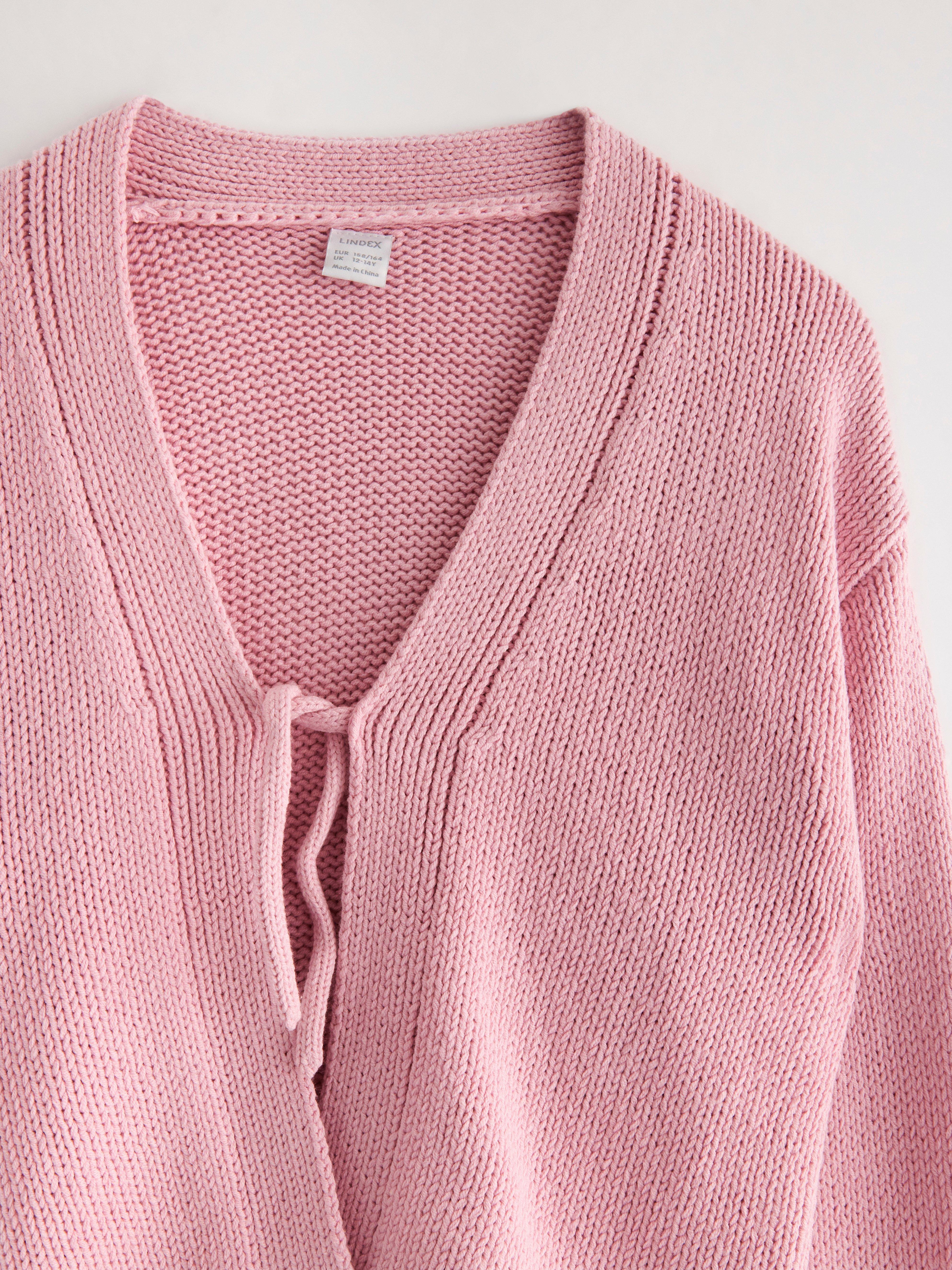Cardigan med knyting Lys støvet rosa