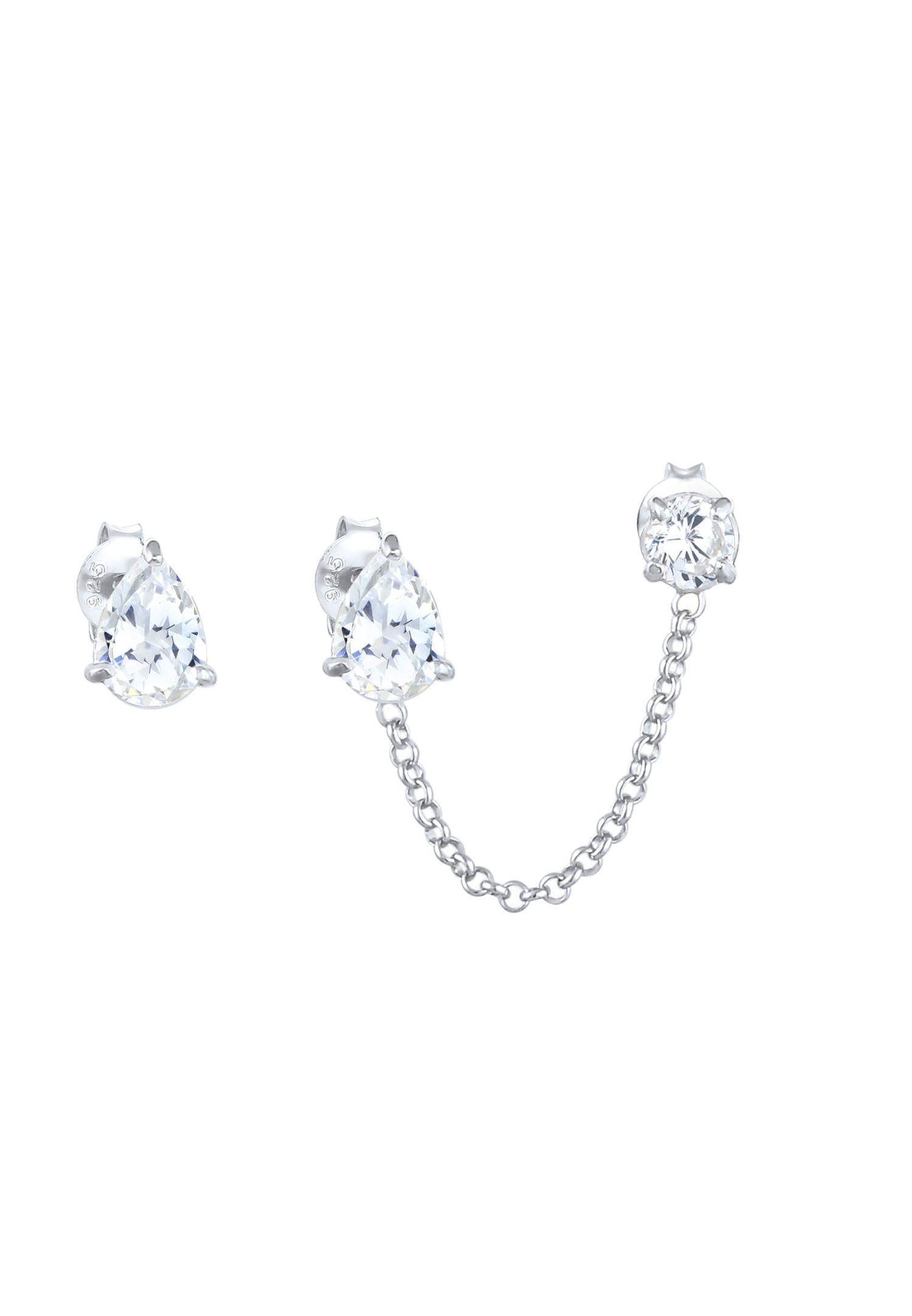 Elli boucles d'oreilles pour dames en filigrane scintillant avec des cristaux de zircone en 925/1000 argent massif