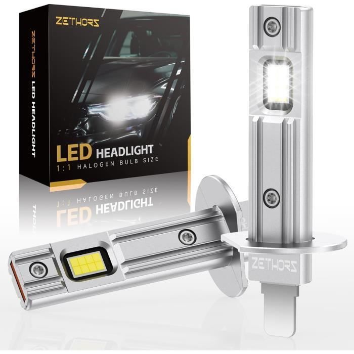 H1 LED Bulb 16000LM 60W, Fanless, Polarity-Free, Plug and Play, Halogen Replacement, High and Low Beam, 2-Pack