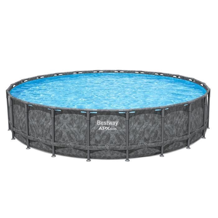 Kit de piscina tubular desmontable BESTWAY - APX 365™ - 671 x 132 cm - Redonda (Filtro de arena, 500 g de poliesfera, escalera, cubierta)
