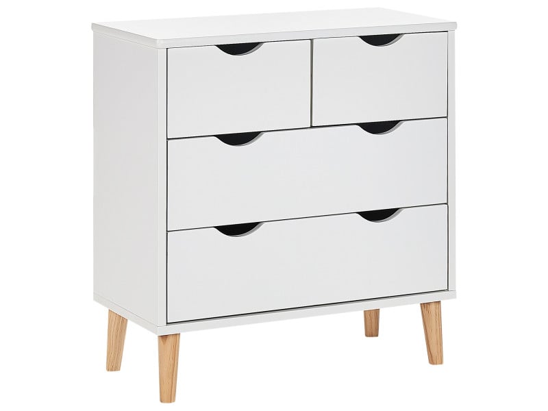 Komoda 4 szuflady MDF drewniane nóżki biała