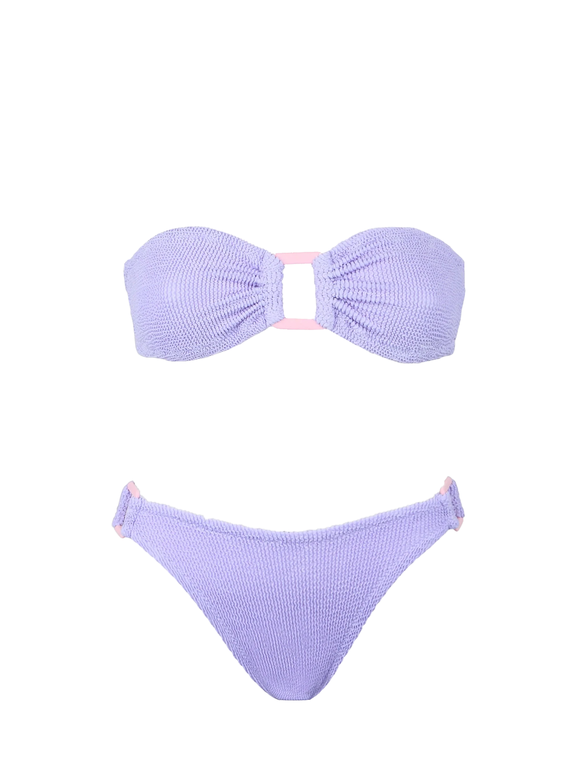 Pastelkleurige bikini met gekreukelde band voor dames
