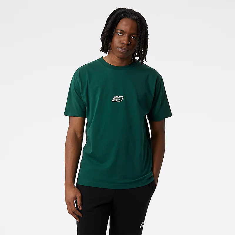 NB Essentials T-shirt met korte mouwen en grafische print voor heren, maat 2 - Nightwatch Green
