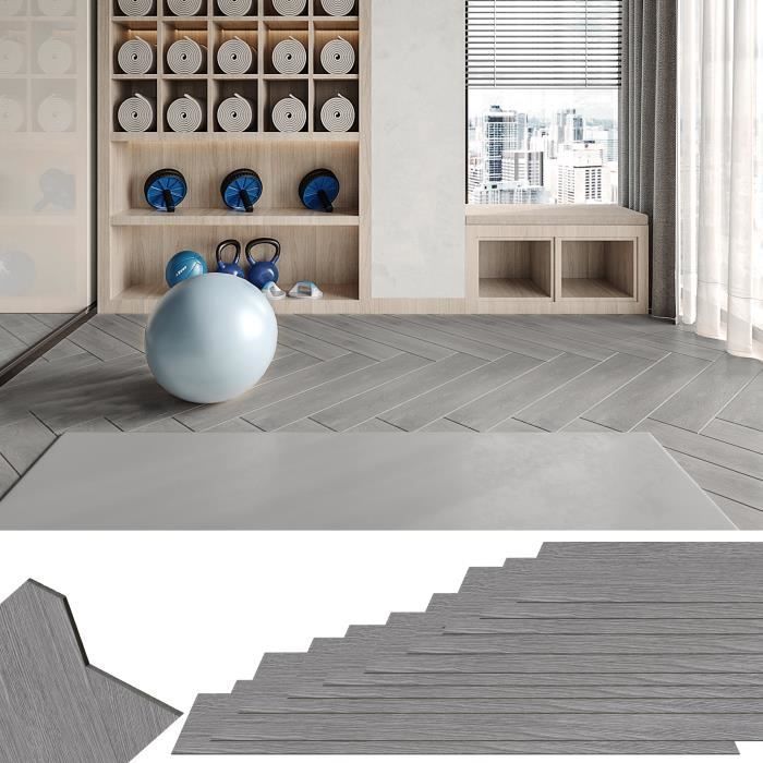 PVC flooring - AUFUN - Light Grey Oak - 18 Pieces - 2.51 m² - Anti-slip and Insulating