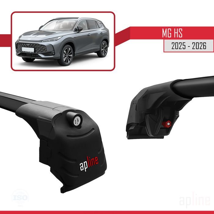 Barras de techo ACE-2 compatibles con MG HS 2025-2026, portaequipajes de aluminio negro, 2 barras.
