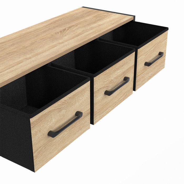 IDMARKET UTAH 3-Drawer Industrial Design Entryway Console Wall Shelf