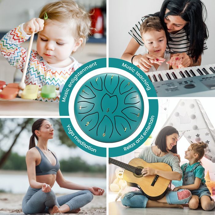 TTLIFE Tamburo a lingua in acciaio da 6 pollici a 11 toni, handpan, strumento a percussione per la meditazione
