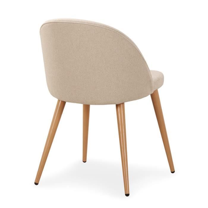 Lot de 4 chaises scandinaves - MENZZO - Maury Beige - Rembourrée - Pieds en métal - Style Scandinave - Moderne