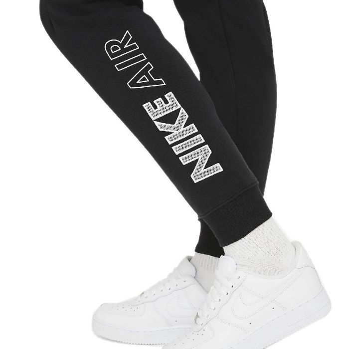 Pantalones deportivos Nike Air Fleece para mujer - Negros - Fitness - Cintura elástica con cordón ajustable