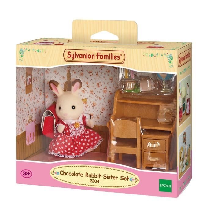Sylvanian Families Children's Desk - Chocolate Rabbit Sister - Accessories included