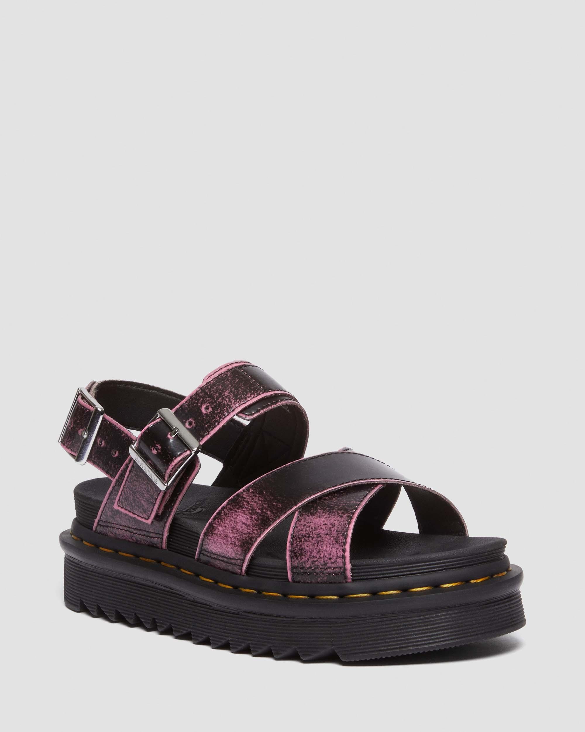 Voss II Distressed Leder Plateausandalen