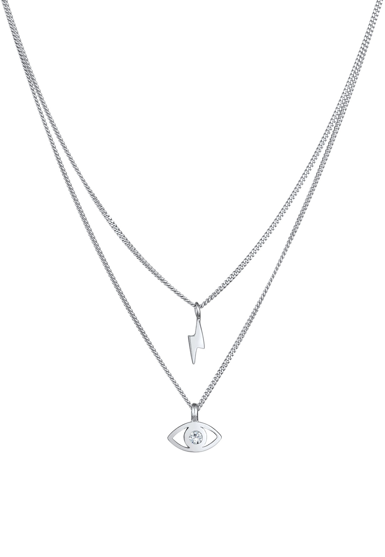 Elli Femmes couches Evil Eye foudre pendentif tendance avec cristaux en argent sterling 925