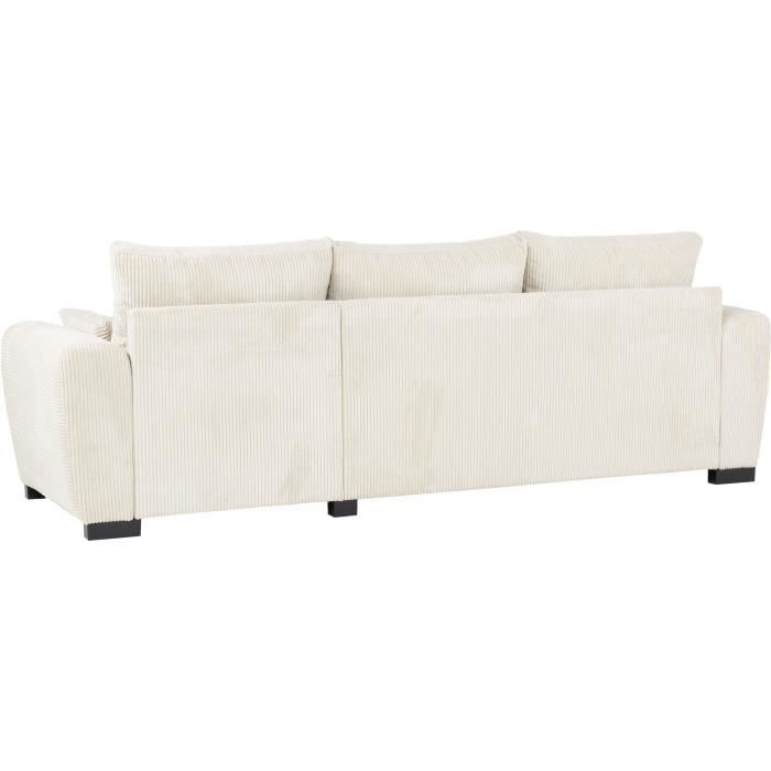 Sofá cama esquinero reversible - 3 plazas - MAX - Tela Lincoln Beige - Compartimento de almacenamiento - 240 x 143 x 85 cm - CONFORTEAM