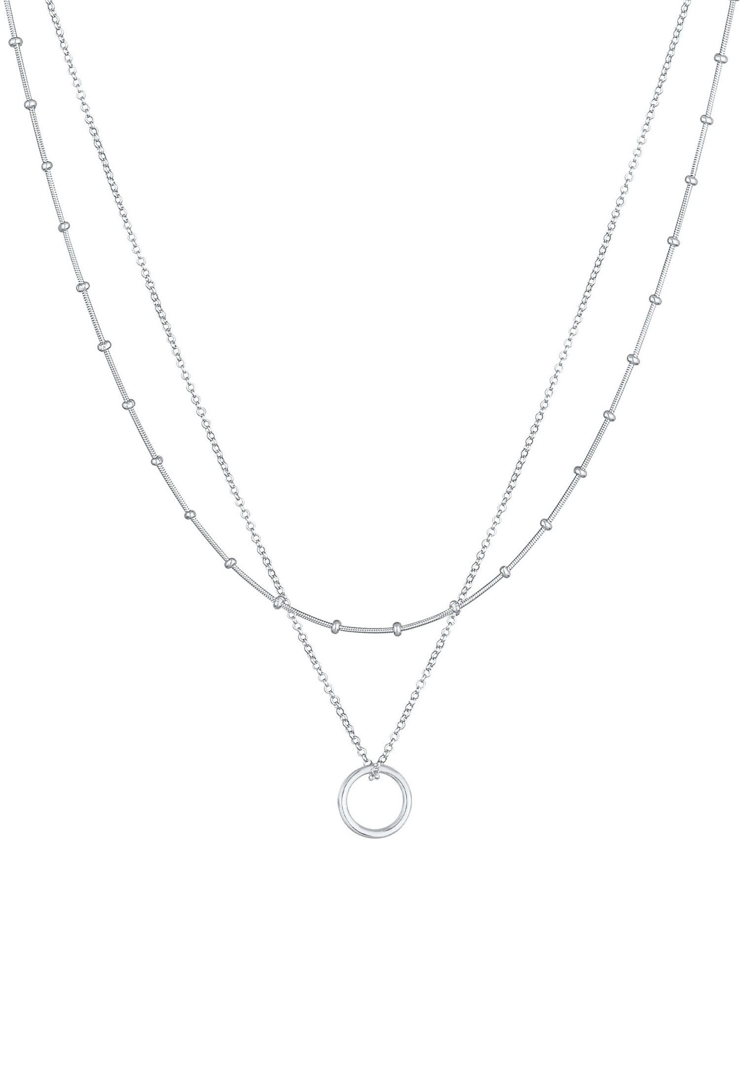 Elli Pendentif rond en chaîne boule pour dames intemporel en argent sterling 925