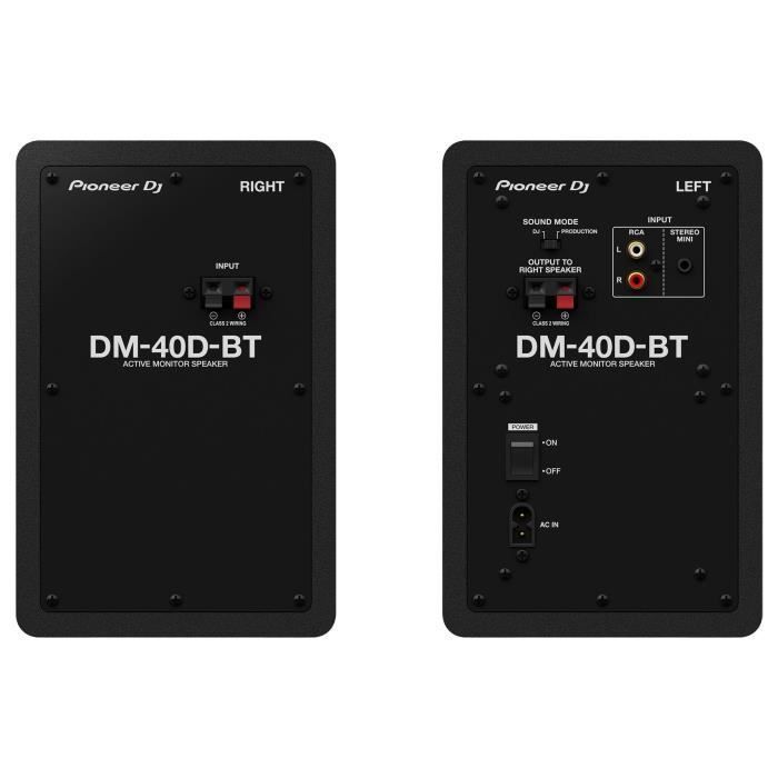 Pair of Pioneer DJ DM-40D-BT monitor speakers - Bluetooth - Bass Reflex - 2x19W - DJ or Production Mode - Black