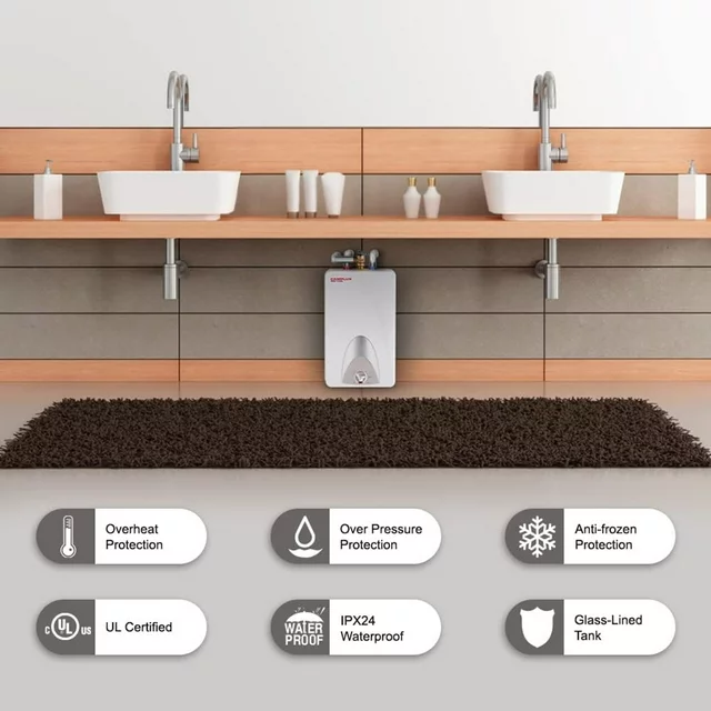 Camplux ME40N mini-waterverwarmer met snoer en stekker, 120 V