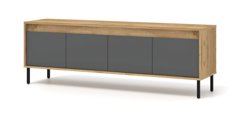 Szafka RTV NESTA 166 cm dąb craft złoty / bazalt