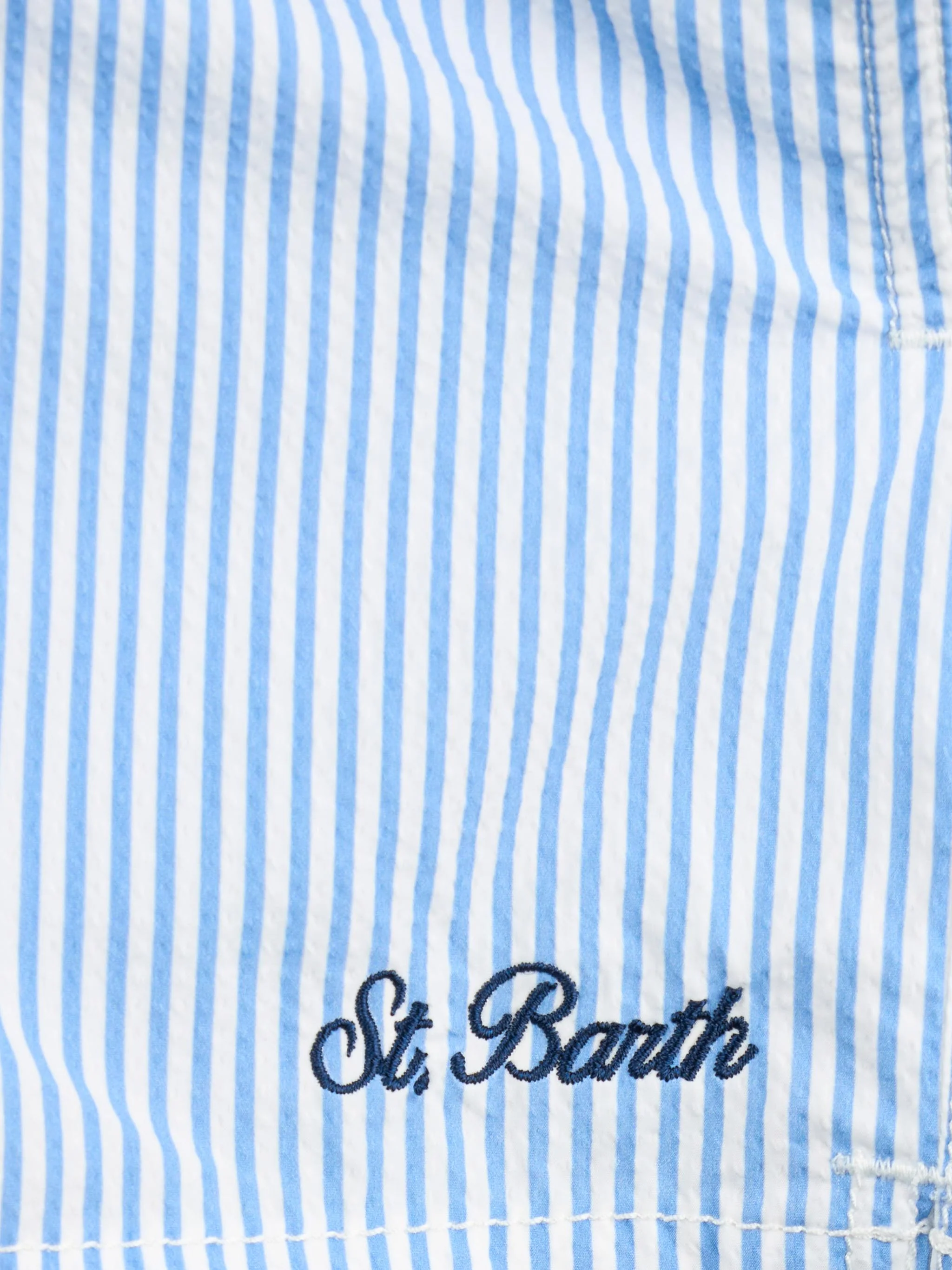 Patmos Jr mid-length gestreepte seersucker zwemkleding