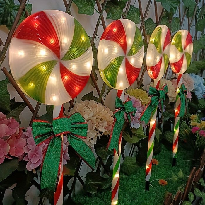 Luzes de Natal solares - Vermelhas e Verdes - 5 em 1 - Decorações para Exterior