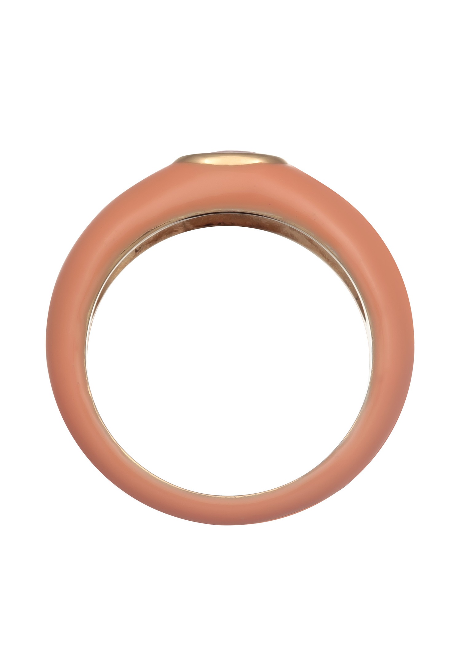Elli Femmes Solitaire Ovale avec Émail orange et Cristal de zirconium vert en Argent Sterling 925 Plaqué Or