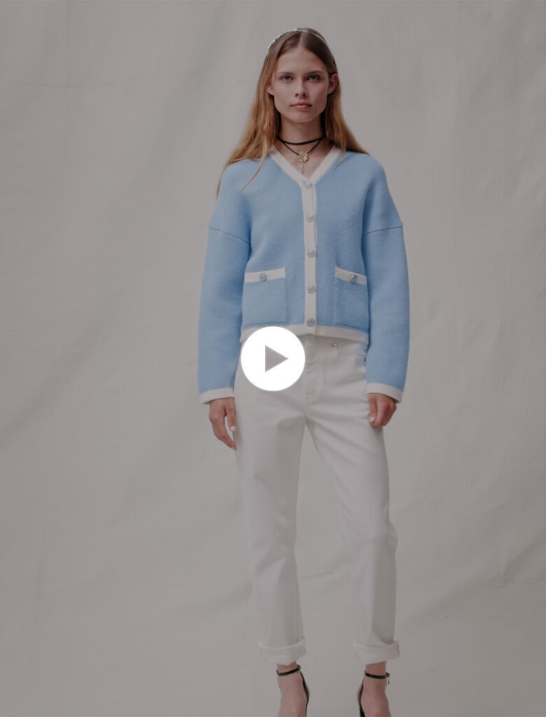 Cardigan tricotat albastru deschis
